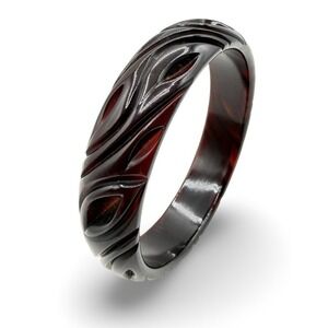 Vintage Bakelite Root Beer Bangle Bracelet Deep Carved Marbled Brown Red Size 8